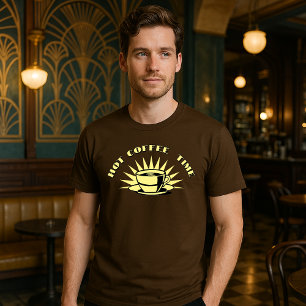 Camiseta Modelo de Tempo de Café Quente com Deco de Arte Re