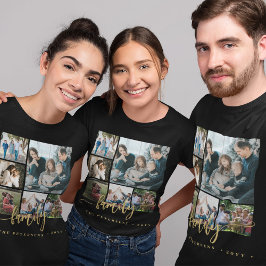 Camiseta Modelo de texto de colagem de fotos da família Per
