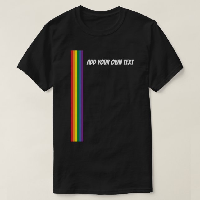 Camiseta Modelo de texto personalizado Arco-íris Orgulho (Frente do Design)