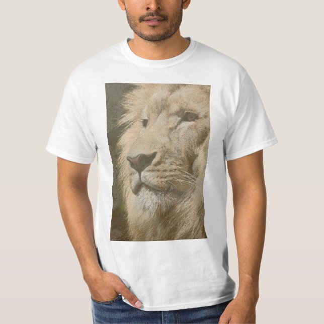 Camiseta Modelo de topo da cabeça de leão do animal Valor m (Frente)