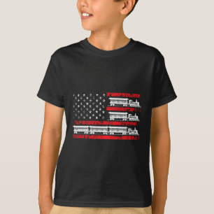 Camiseta Modelo de Trem Patriótico Bandeira dos EUA Locomot