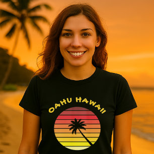 Camiseta Modelo do Sunset Retro da Árvore Palm