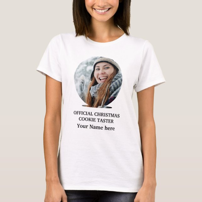 Camiseta Modelo personalizado de foto de cookie de Natal mo (Frente)