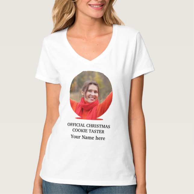 Camiseta Modelo personalizado de foto de cookie de Natal mo (Frente)