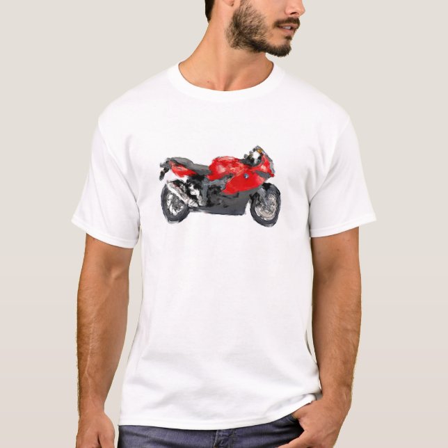 Camiseta Modelo pintado mão da escova da arte de BMW K (Frente)