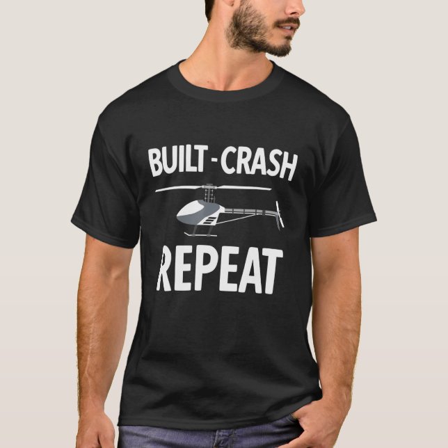 Camiseta Modelo RC Construindo Helicóptero Construir Repeti (Frente)