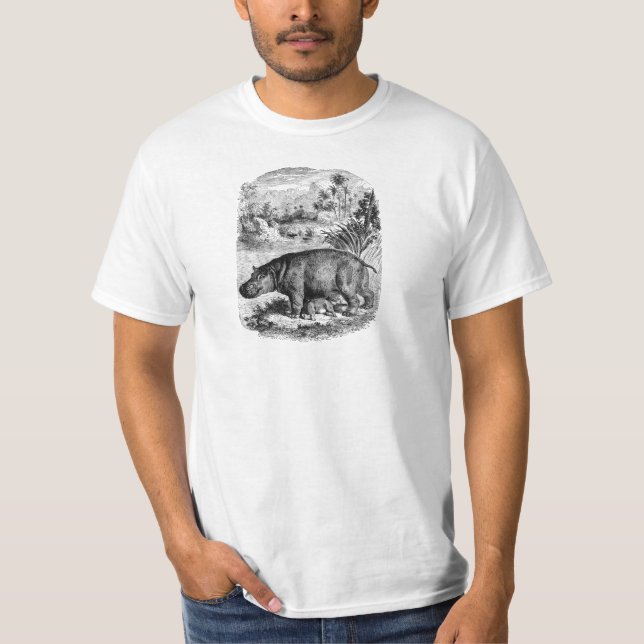 Camiseta Modelo retro dos hipopótamos do bebê de w do (Frente)