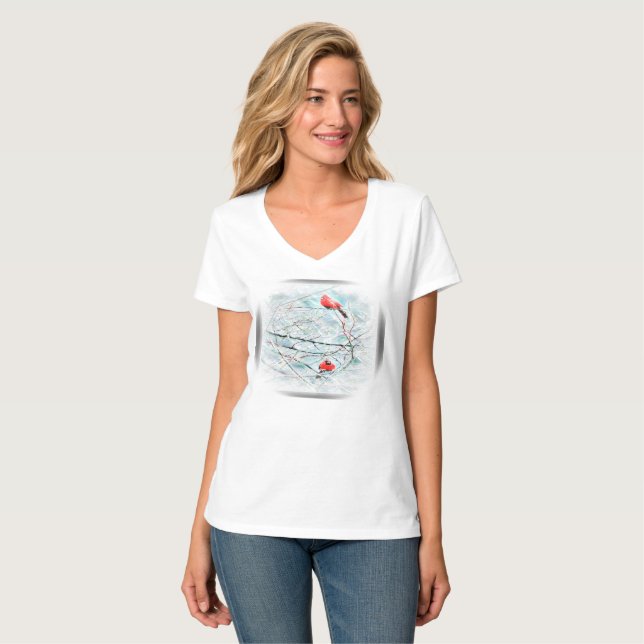 Camiseta Modelos de aves: Vida cardeal 01-01 (Frente Completa)