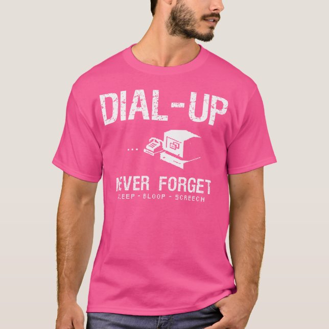 Camiseta Modem de Discagem Nunca Esqueça Internet Divertida (Frente)