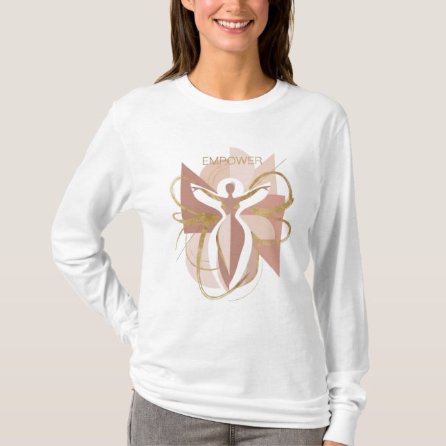 Camiseta Modern Abstract Empower Feminine Gold & Blush Art (Frente)