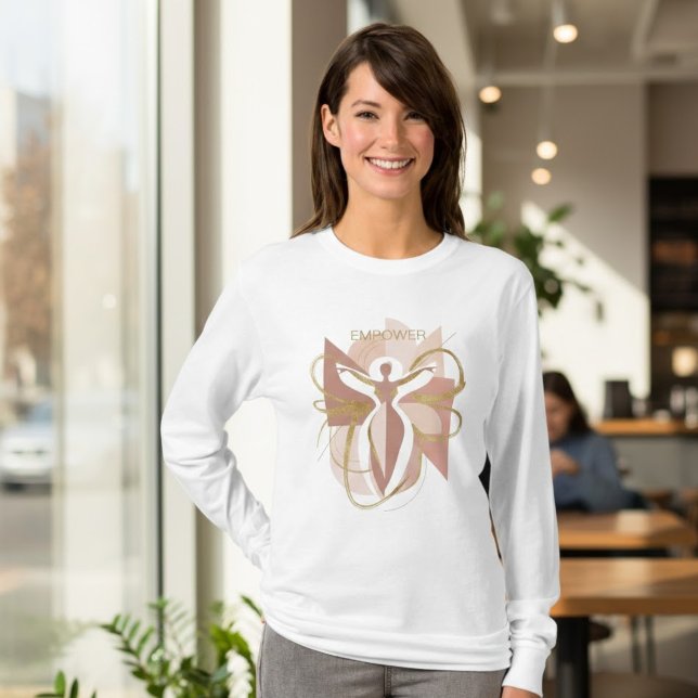 Camiseta Modern Abstract Empower Feminine Gold & Blush Art (Criador carregado)