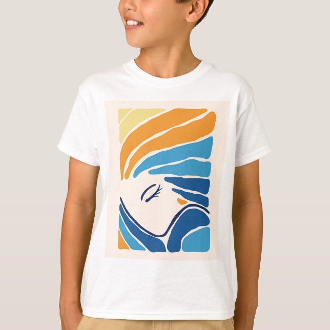 Camiseta Modern Abstract Face Boys' T-Shirt - Artistic Line (Frente)
