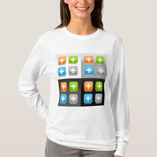 Camiseta Modern Addition Math Symbol Shiny Glassy Icons (Frente)