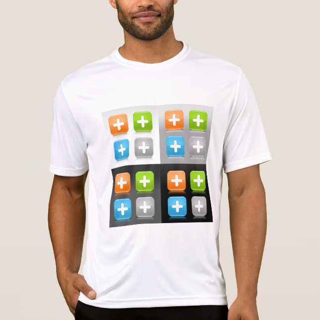 Camiseta Modern Addition Math Symbol Shiny Glassy Icons (Frente)