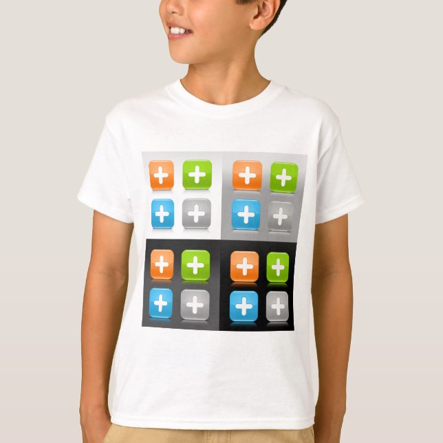 Camiseta Modern Addition Math Symbol Shiny Glassy Icons (Frente)