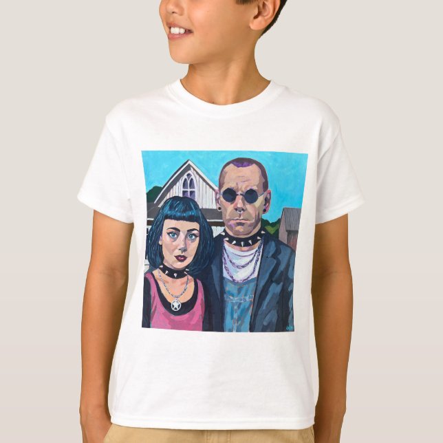 Camiseta Modern American Gothic Art - Grant Woods Inspired (Frente)