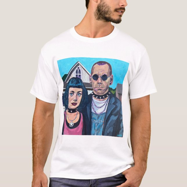 Camiseta Modern American Gothic Art - Grant Woods Inspired (Frente)