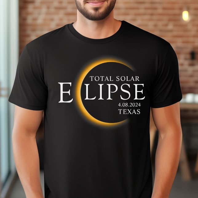 Camiseta Modern Black & Dourado 2024 Texas Total Eclipse So (Criador carregado)