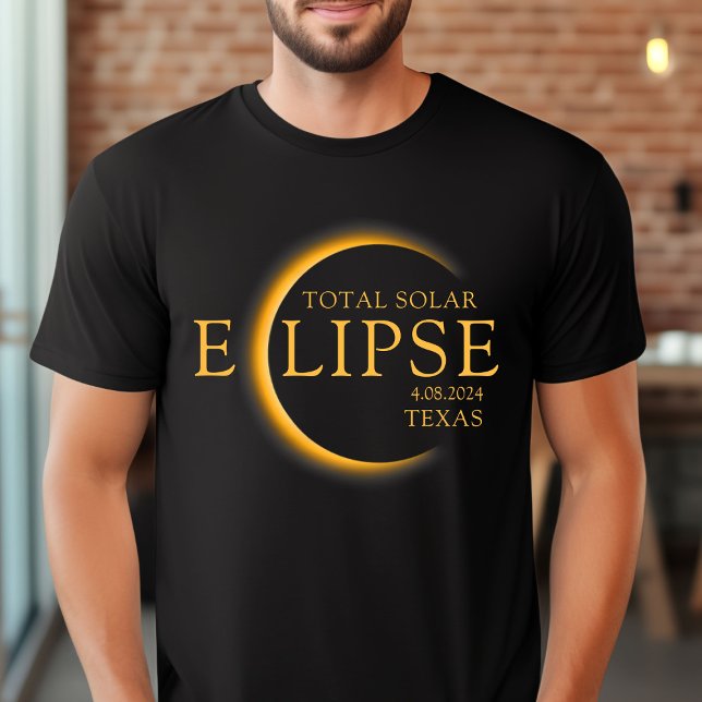 Camiseta Modern Black & Dourado 2024 Texas Total Eclipse So (Criador carregado)