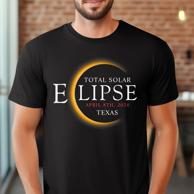 Camiseta Modern Black & Dourado 2024 Texas Total Eclipse So (Criador carregado)
