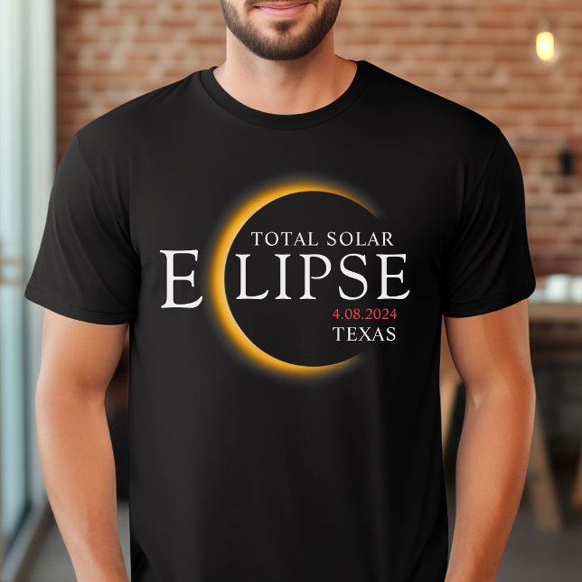 Camiseta Modern Black & Dourado 2024 Texas Total Eclipse So (Criador carregado)