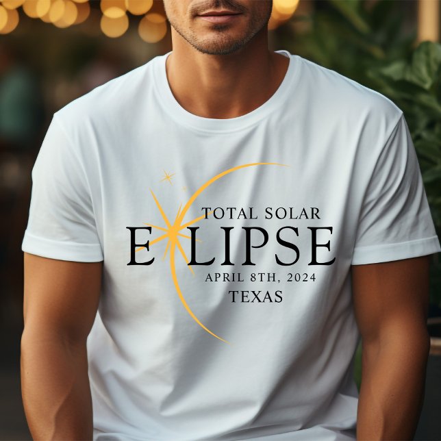 Camiseta Modern Black & Dourado 2024 Texas Total Eclipse So (Criador carregado)