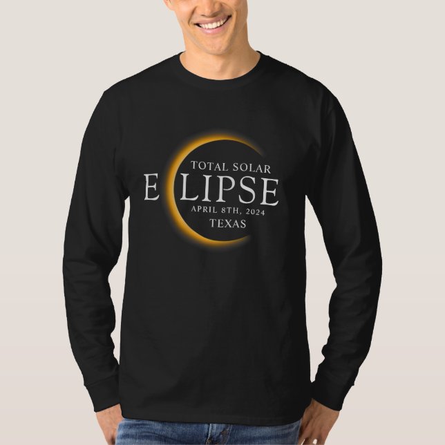 Camiseta Modern Black & Dourado 2024 Texas Total Eclipse So (Frente)