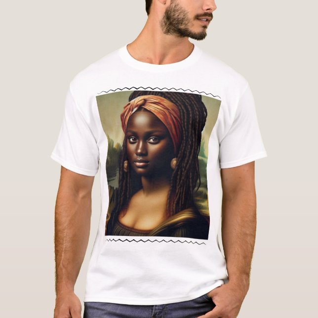 Camiseta Modern Black Mona Lisa Statement T-Shirt (Frente)