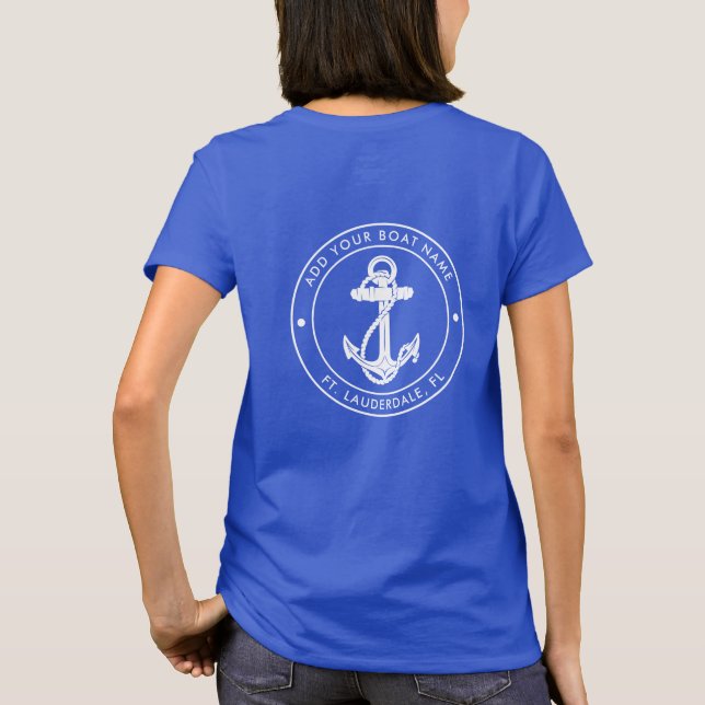 Camiseta Modern Boat Name Nautical Anchor Matching Vacation (Verso)