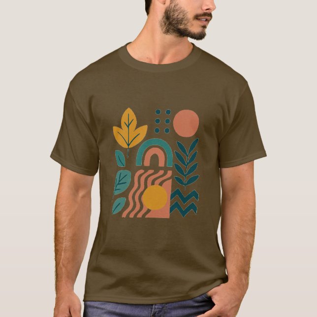 Camiseta Modern Boho Abstrato Nature Wall Art (Frente)