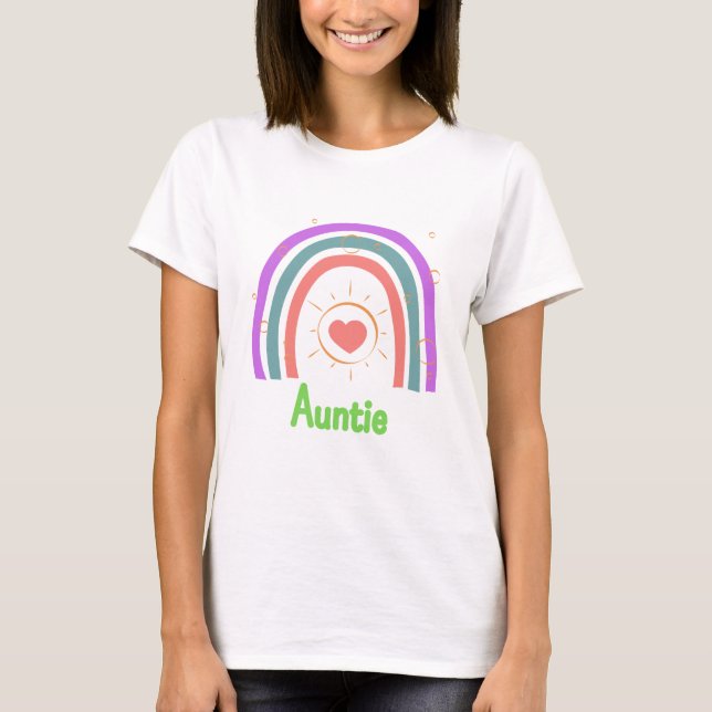Camiseta Modern Boho Rainbow Auntie, amante tia, senhora (Frente)