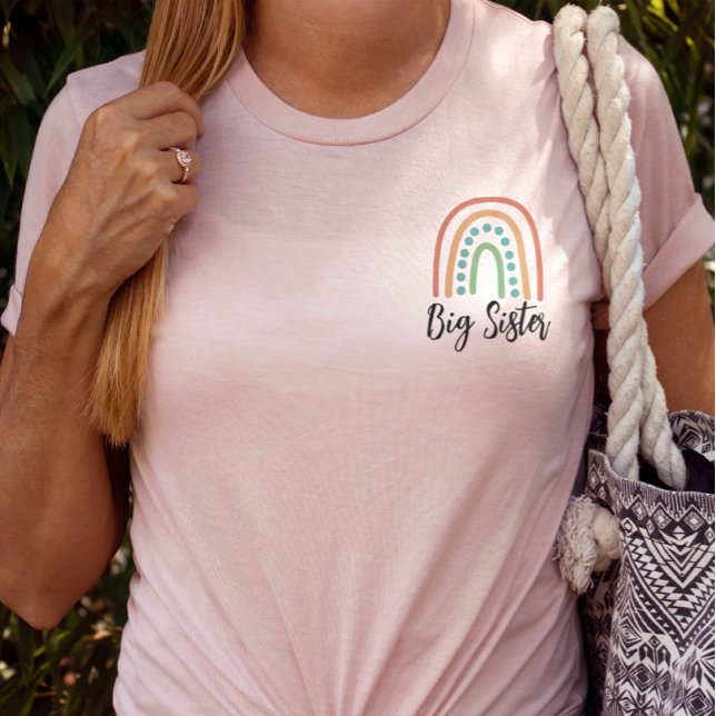 Camiseta Modern Boho Rainbow Big Sister T-Shirt (Criador carregado)