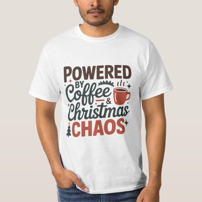 Camiseta Modern Coffee & Chaos Christmas Design (Frente)