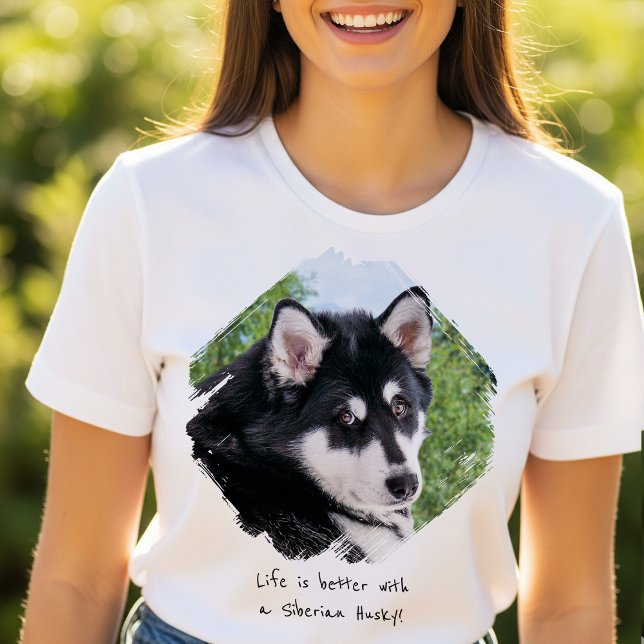 Camiseta Modern Custom Photo Paint Brushstroke Pet Dog (Criador carregado)