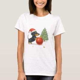 Camiseta Modern Dachshund Christmas Puppy  - Playful Design