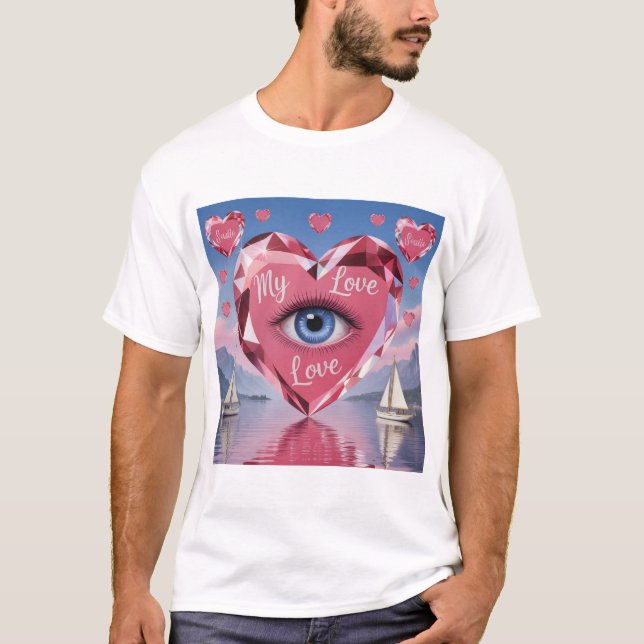 Camiseta Modern Elegant Valentine’s Day Romantic Love Desig (Frente)
