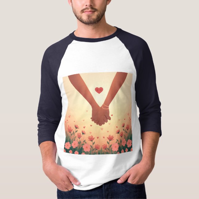 Camiseta Modern Elegant Valentine’s Day Romantic Love Desig (Frente)