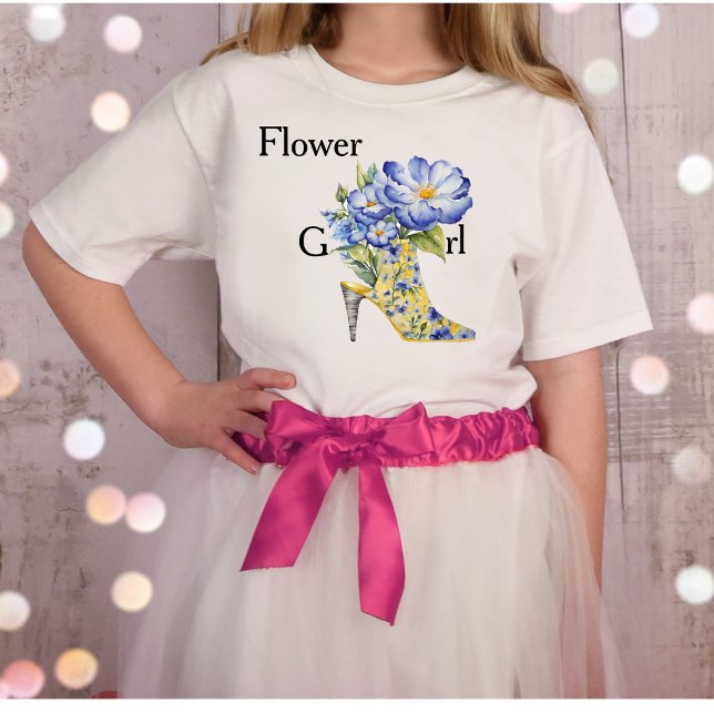 Camiseta Modern Floral Chinoiserie High-Heel Flower Girl (Criador carregado)