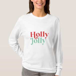 Camiseta Modern Font Boho Holly Jolly Natal