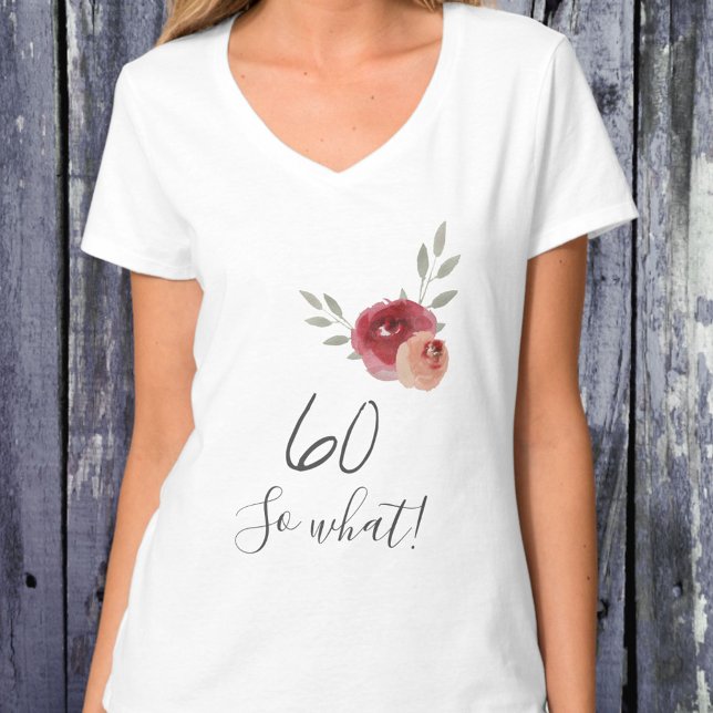 Camiseta Modern Funny Watercolor Floral 60º Aniversário (Criador carregado)