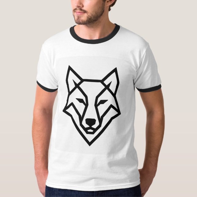Camiseta Modern Geometric Wolf Head Minimalist Line Art T-S (Frente)