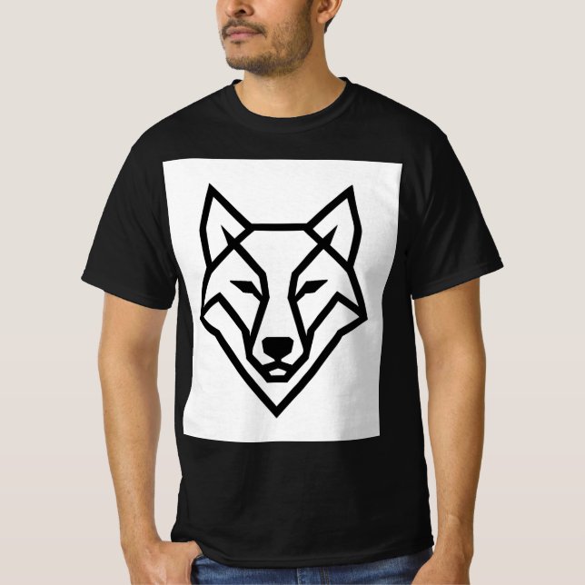 Camiseta Modern Geometric Wolf Head Minimalist Line Art T-S (Frente)