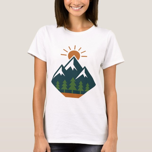 Camiseta Modern Geométrico Mountain Adventure Nature T Shir (Frente)