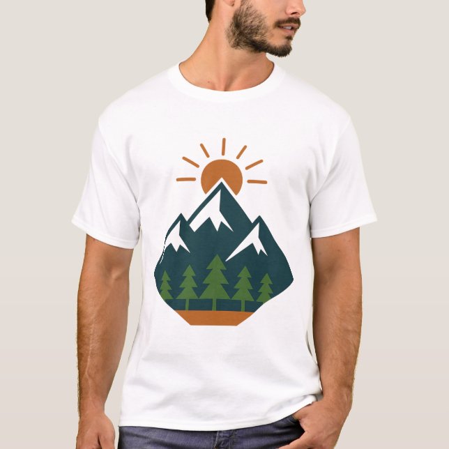 Camiseta Modern Geométrico Mountain Adventure Nature T Shir (Frente)