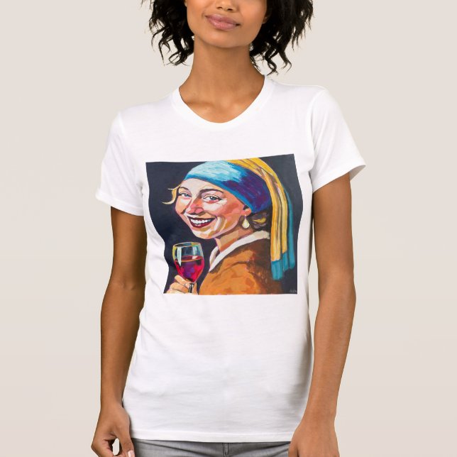 Camiseta Modern Girl w/ a Pearl Earring - Vermeer Inspired (Frente)