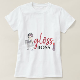 Camiseta Modern Gloss Boss Girl Black Red Funny Art