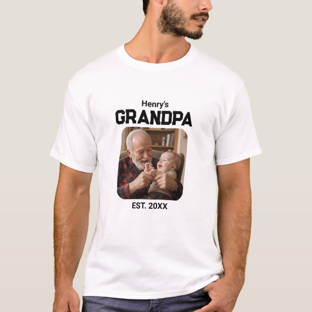 Camiseta Modern Grandpa Established Est. Name Year Photo (Frente)