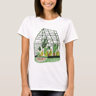 Camiseta Modern Green Botanical Green House Pink
