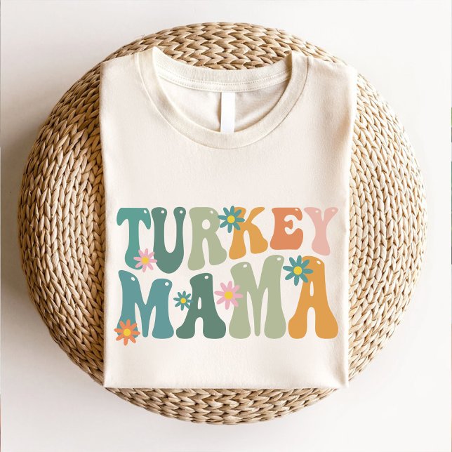Camiseta Modern Groovy Turkey Mama Ação de Graças (Modern Groovy Turkey Mama Thanksgiving T-Shirt)