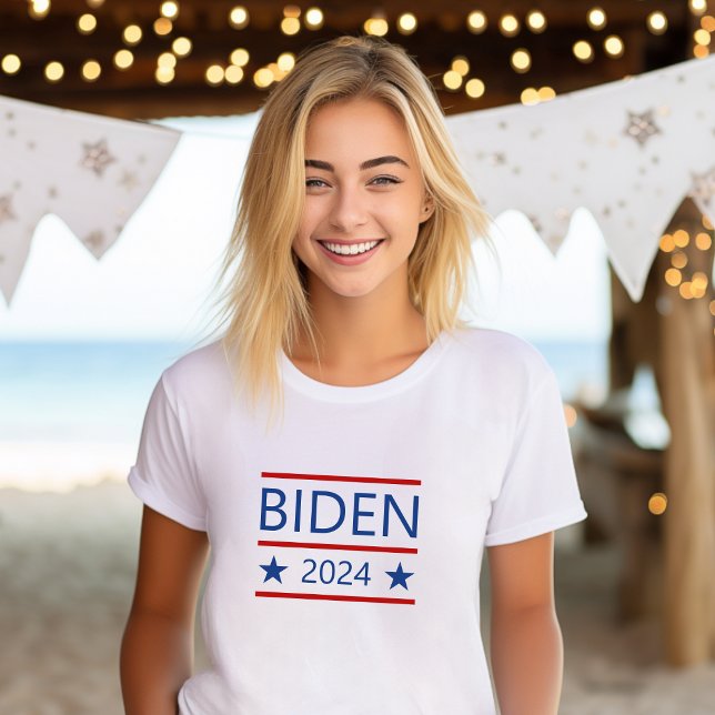 Camiseta Modern Joe Biden 2024 com Linhas Vermelhas Patriót (Criador carregado)